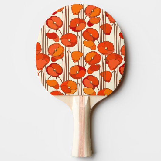 Art Nouveau Poppies Ping Pong Paddle Tafeltennisbatje (Achterkant)