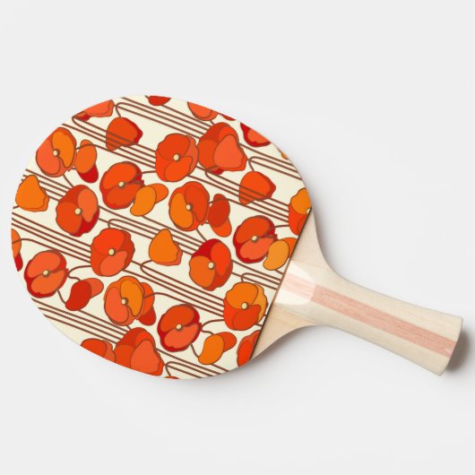 Art Nouveau Poppies Ping Pong Paddle Tafeltennisbatje (Achterkant)