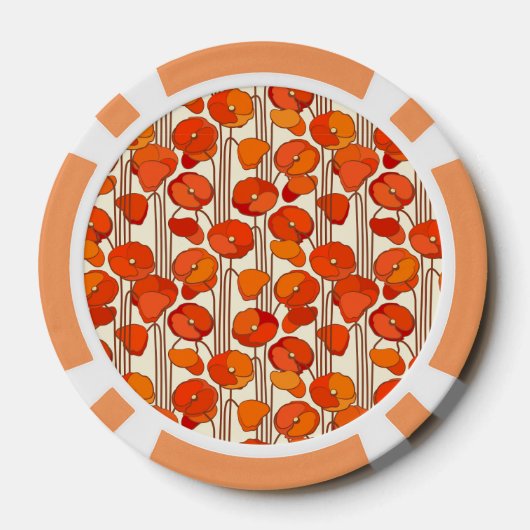 Art Nouveau Poppies Poker Chips (Achterkant)