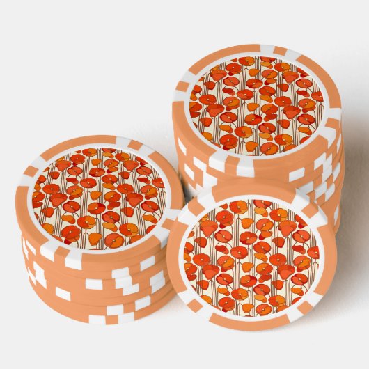 Art Nouveau Poppies Poker Chips (Opstapeling)