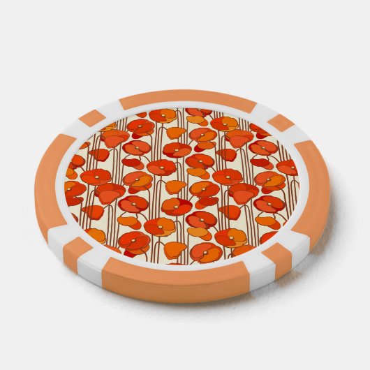 Art Nouveau Poppies Poker Chips (Enkel)