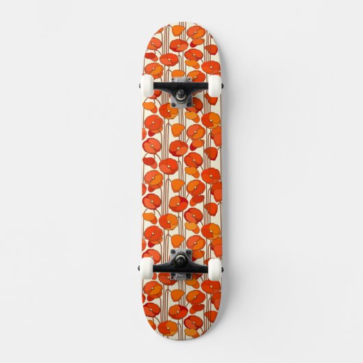 Art Nouveau Poppies Skateboard (Voorkant)