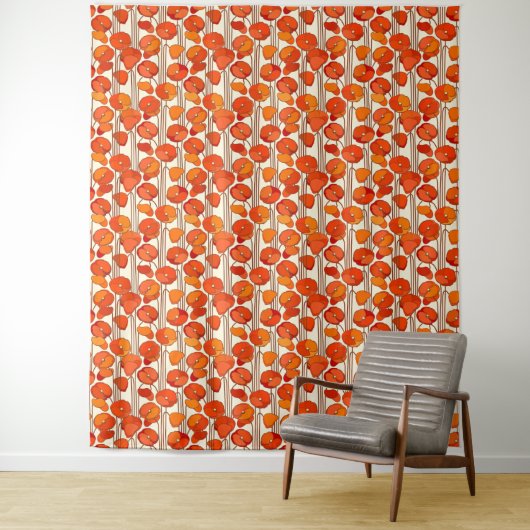 Art Nouveau Poppies Tapestry Wandkleed (In situ)