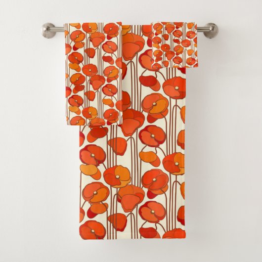 Art Nouveau Poppies Towel Set Bad Handdoek (Insitu)