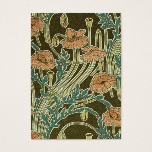 Art Nouveau Poppies Visitekaartjes (Voorkant)