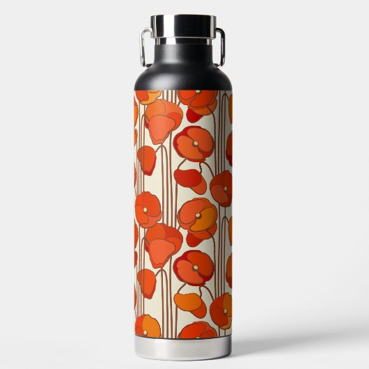 Art Nouveau Poppies Water Bottle Waterfles (Voorkant)