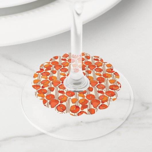 Art Nouveau Poppies Wine Labels (Dichtbij)