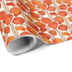 Art Nouveau Poppies Wrapping Paper Cadeaupapier