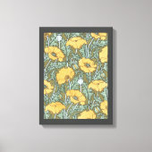 Art Nouveau, Poppy Flowers in tuin Canvas Afdruk (Voorkant)