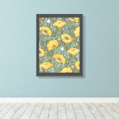  Art Nouveau, Poppy Flowers in tuin Canvas Afdruk (Insitu (Houten vloer))
