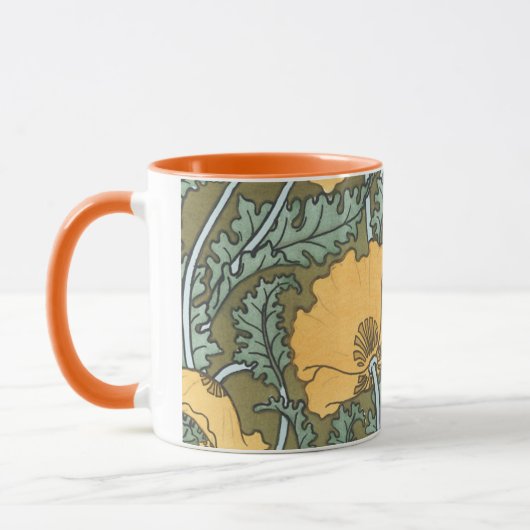  Art Nouveau, Poppy Flowers in tuin Mok (Links)