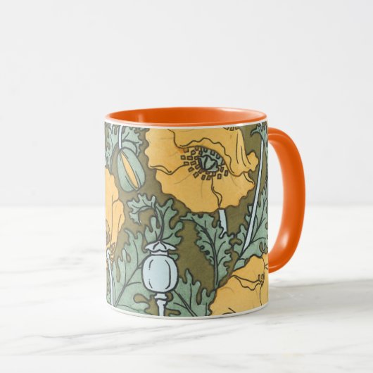 Art Nouveau, Poppy Flowers in tuin Mok (Voorkant rechts)