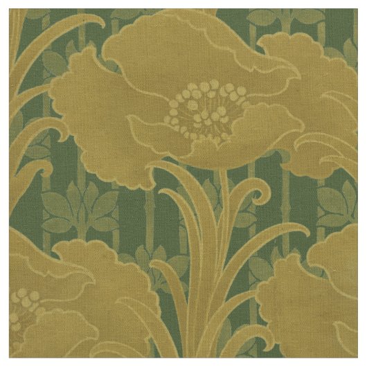 Art Nouveau Poppy Flowers Pattern Stof (Close Up)
