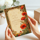 Art Nouveau Poppy Wedding Save The Date