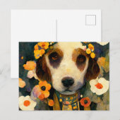 Art Nouveau portrait of Beagle dog with flowers Briefkaart (Voorkant / Achterkant)