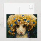 Art Nouveau portrait of poodle dog with flowers Briefkaart (Voorkant / Achterkant)
