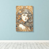 Art Nouveau Portret  Vrouw Illustratie Canvas Afdruk (Insitu (Houten vloer))