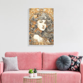 Art Nouveau Portret  Vrouw Illustratie Canvas Afdruk (Insitu (Woonkamer))