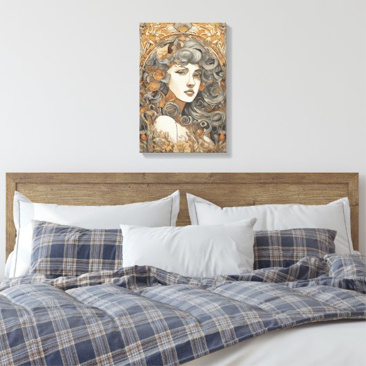 Art Nouveau Portret  Vrouw Illustratie Canvas Afdruk (Insitu (Slaapkamer))