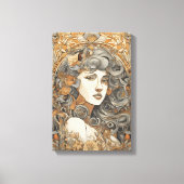 Art Nouveau Portret  Vrouw Illustratie Canvas Afdruk (Voorkant)