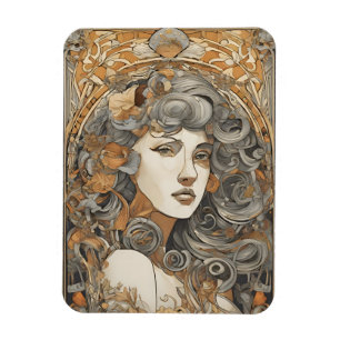 Art Nouveau Portret  Vrouw Illustratie Magneet