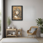 Art Nouveau Portret  Vrouw Illustratie Perfect Poster