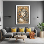 Art Nouveau Portret  Vrouw Illustratie Poster