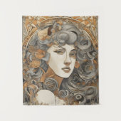 Art Nouveau Portret  Vrouw Illustratie Wandkleed (Voorkant)