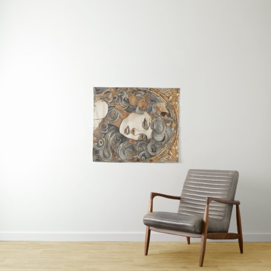 Art Nouveau Portret  Vrouw Illustratie Wandkleed (In Situ (horizontaal))