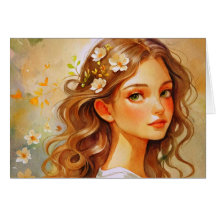 Art Nouveau portret watercolor kaart