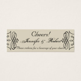 Art Nouveau Posh Bruiloft Drink Tickets Mini Visitekaartjes