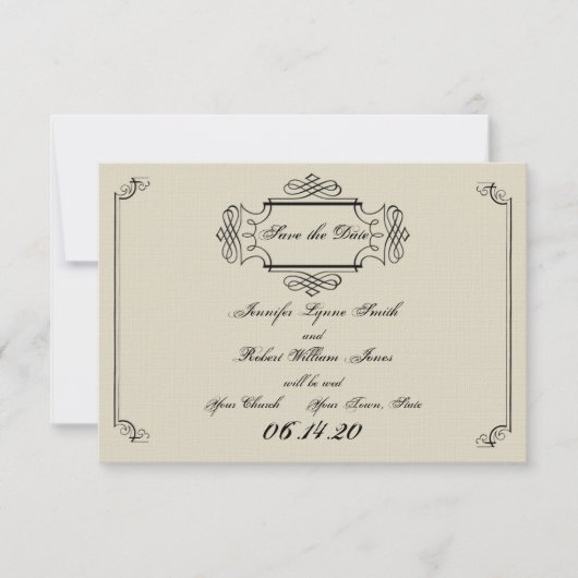 Art Nouveau Posh Bruiloft Save the Date (Voorkant)