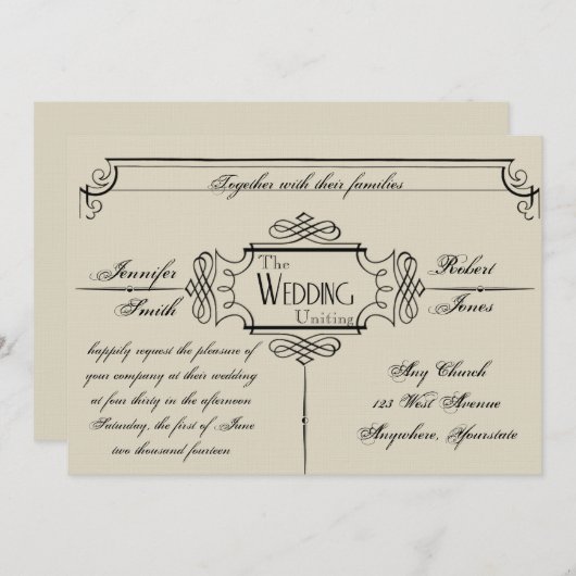 Art Nouveau Posh bruiloft uitnodiging (Voorkant / Achterkant)