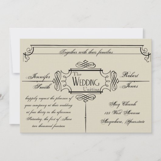 Art Nouveau Posh bruiloft uitnodiging (Voorkant)