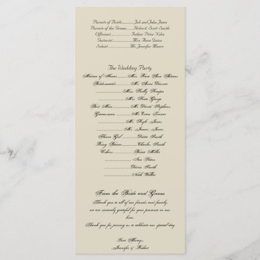 Art Nouveau Posh huwelijksprogramma Programmakaart (Achterkant)