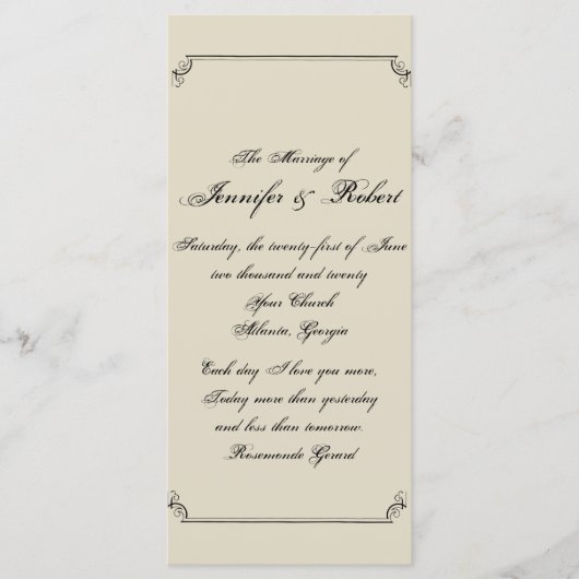 Art Nouveau Posh huwelijksprogramma Programmakaart (Voorkant)