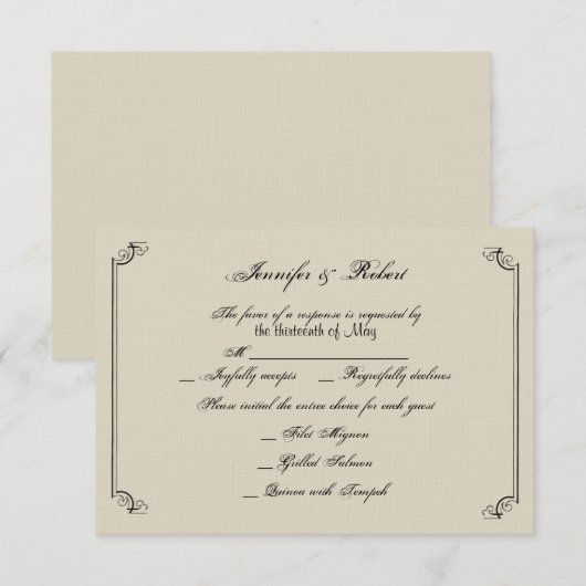 Art Nouveau Posh Huwelijksreactie Kaart (Voorkant / Achterkant)