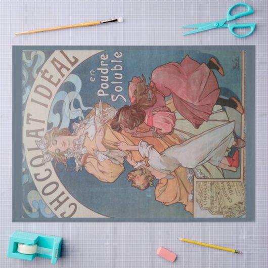 Art Nouveau Poster Chocolate 16 Decoupage Tissuepapier (Craft)