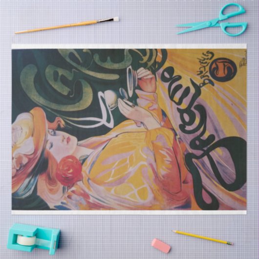 Art Nouveau Poster Lady Decoupage Tissuepapier (Craft)