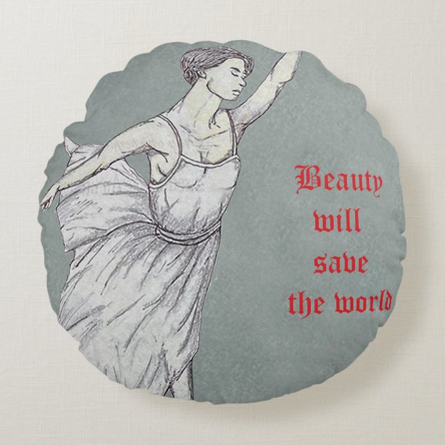 Art Nouveau-poster Rond Kussen (Voorkant)