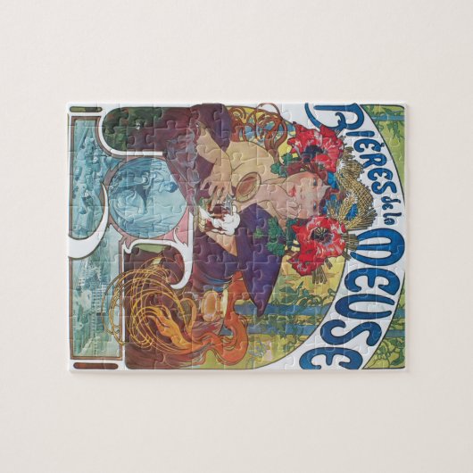 Art Nouveau poster van Alphonse Mucha Beer Girl Legpuzzel (Horizontaal)