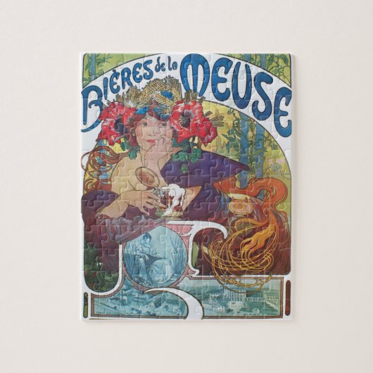 Art Nouveau poster van Alphonse Mucha Beer Girl Legpuzzel (Verticaal)