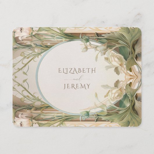 Art Nouveau pracht: bruiloft informatie Informatiekaartje (Achterkant)