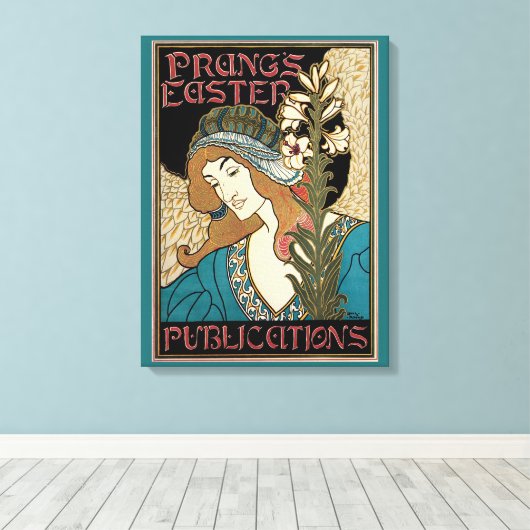  Art Nouveau, Prang's Paaspublicaties Canvas Afdruk (Insitu (Houten vloer))