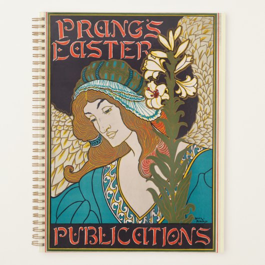 Art Nouveau Prang's Pasen Vleugelvrouw Lelie Kunst Planner (Voorkant)