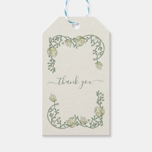 Art Nouveau pretty cream wedding thank you card Cadeaulabel (Voorkant)