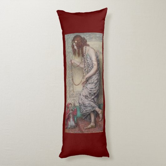 Art nouveau princess en haar apenschilderij lichaamskussen (Achterkant (Verticaal))