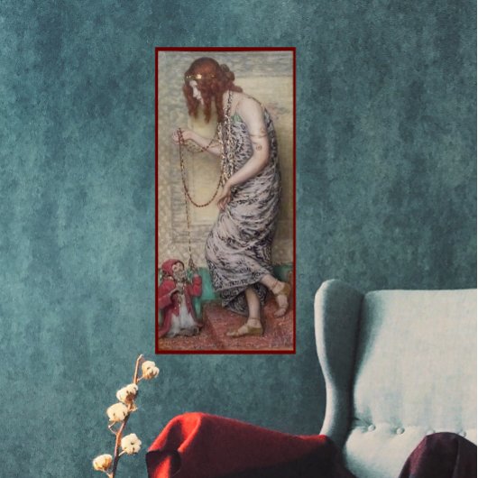 Art nouveau princess en haar apenschilderij poster