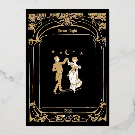 Art Nouveau Prom Folie Uitnodiging (Achterkant)