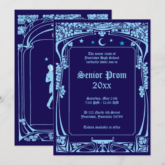 Art Nouveau Prom Kaart (Voorkant / Achterkant)